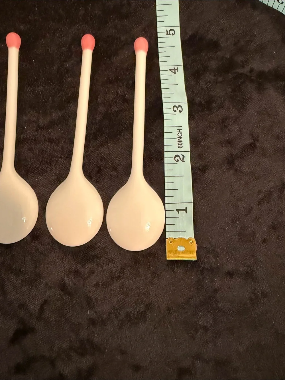 Set of 4 Floral Ceramic Teaspoons Pink Matchstick Handle Decorative Spoons